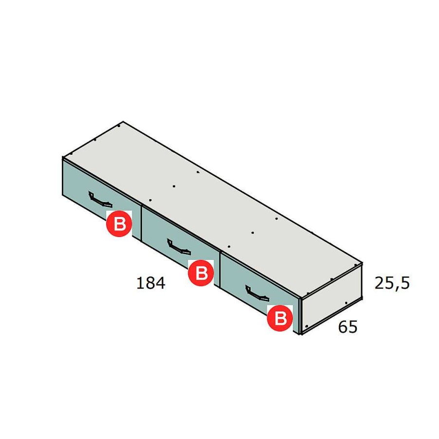 Dormitorios Y Armarios Moblerone Camas Compactas | Compacto Base De 3 Cm De Grosor, Cama Desplazable Oculta Y 3 Cajones Parchis