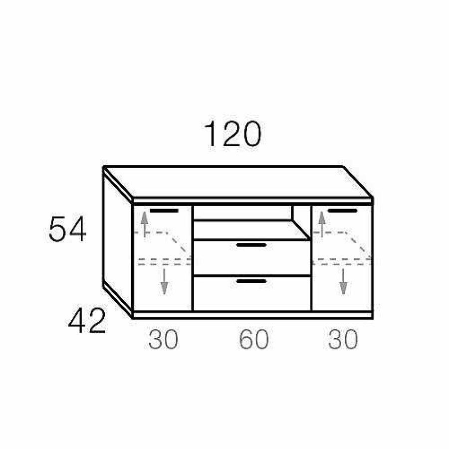 Muebles De Sal N Moblerone | Bajo Tv 120 Cm De 2 Cajones Y 2 Puertas + Hueco Boston