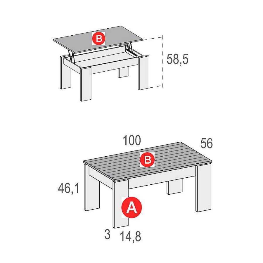 Muebles De Sal N Moblerone | Mesa Centro Elevable Denver