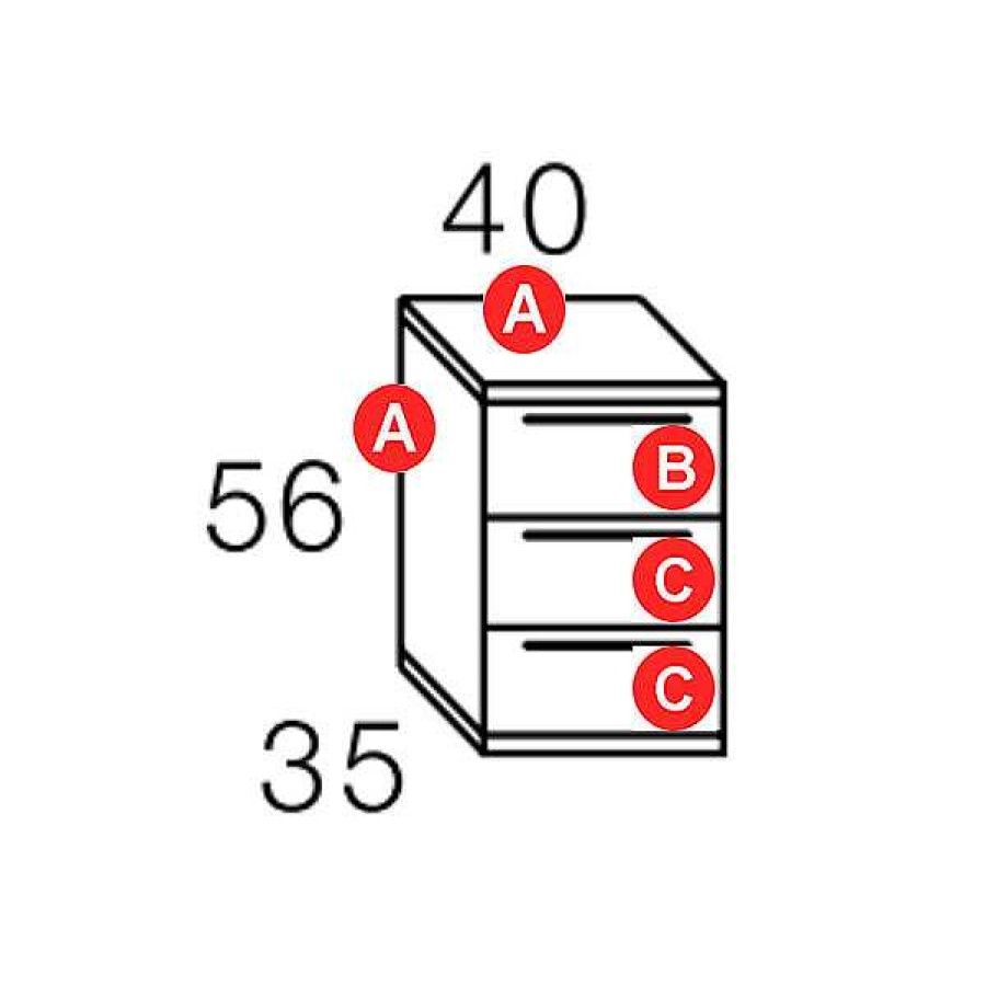 Dormitorios Y Armarios Moblerone Mesitas | Mesita 3 Cajones De 40 Cm Boston
