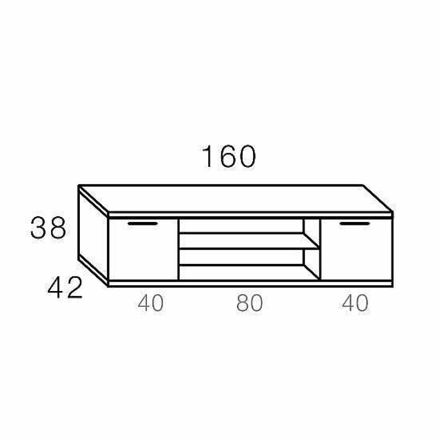 Muebles De Sal N Moblerone | Bajo Tv 160 Cm De 2 Puertas Y 2 Huecos Boston