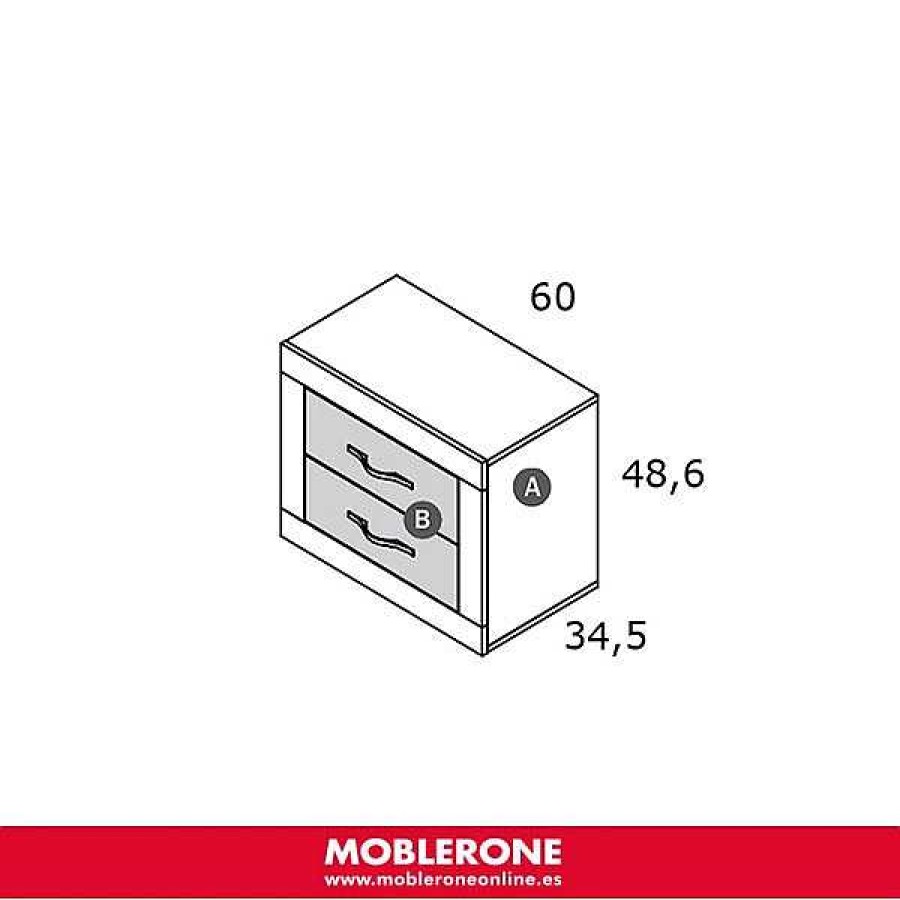 Dormitorios Y Armarios Moblerone Mesitas | Mesita 2 Cajones River