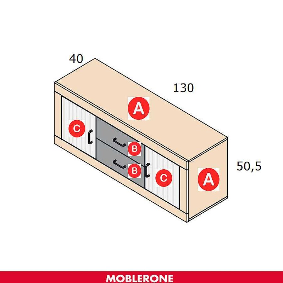 Muebles De Sal N Moblerone | Bajo Tv 2 Puertas Y 2 Cajones 130 Cm River