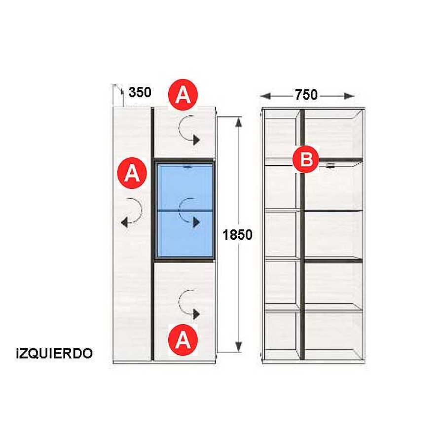 Muebles De Sal N Moblerone | Bajo 3 Puertas Y Puerta Vitrina Nature