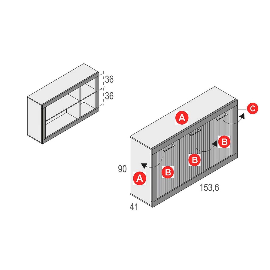 Muebles De Sal N Moblerone | Aparador 3 Puertas 154 Cm Denver