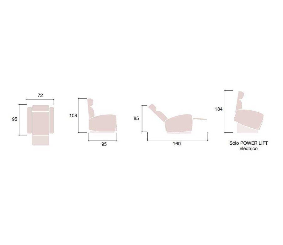 Sof S Moblerone | Butaca Relax Manual Y Power Lift El Ctrico Alba