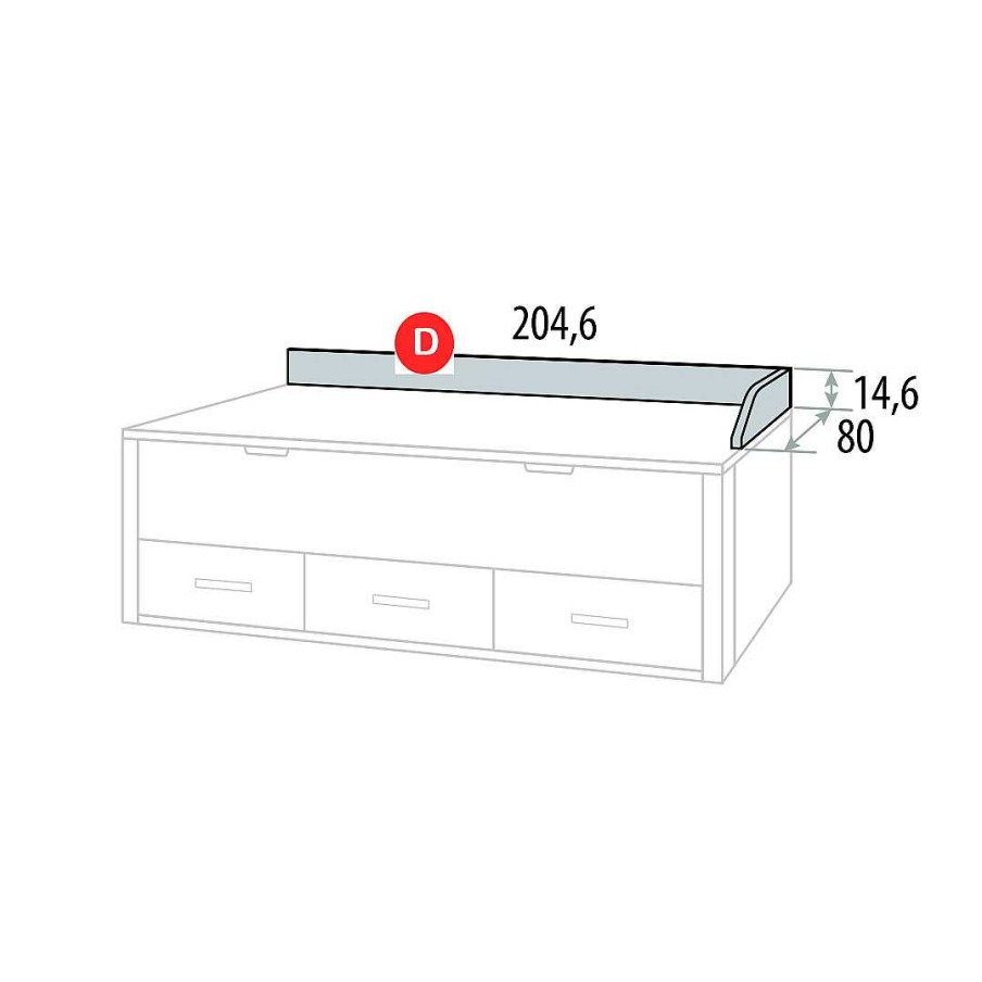 Dormitorios Y Armarios Moblerone Camas Compactas | Compacto 2 Camas Con Base De 3Cm En Cama Superior, 3 Cajones Con Gu As Y Largo De Cama Inferior De 190/200Cm Party