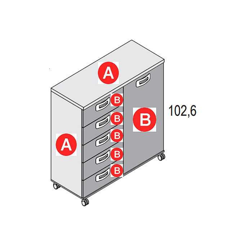 Dormitorios Y Armarios Moblerone C Modas Y Sinfonieres | C Moda 5 Cajones Y 1 Puerta Games (Opcional Ruedas O Patas)
