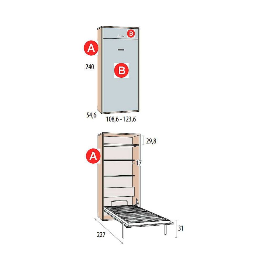 Dormitorios Y Armarios Moblerone Camas Abatibles | Cama Abatible Vertical Con Altillo Party