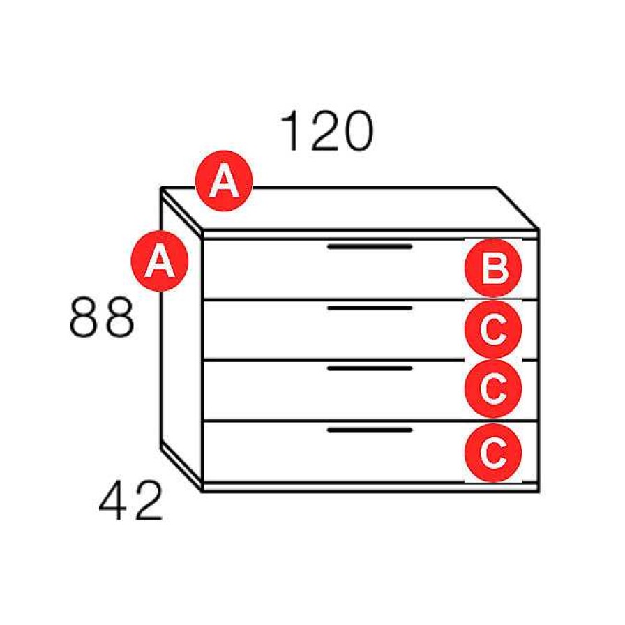 Dormitorios Y Armarios Moblerone C Modas Y Sinfonieres | C Moda 4 Cajones 120 Cm Boston