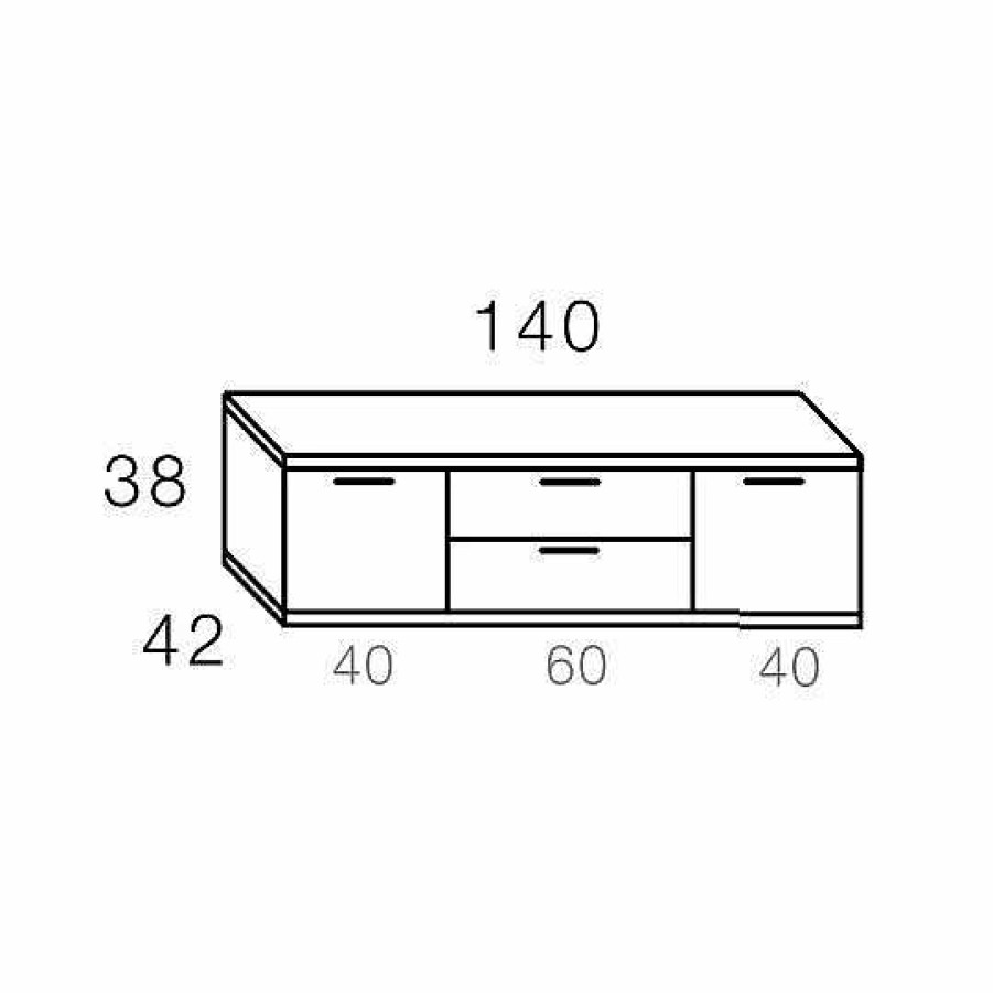 Muebles De Sal N Moblerone | Bajo Tv 140 Cm De 2 Puertas Y 2 Cajones Boston