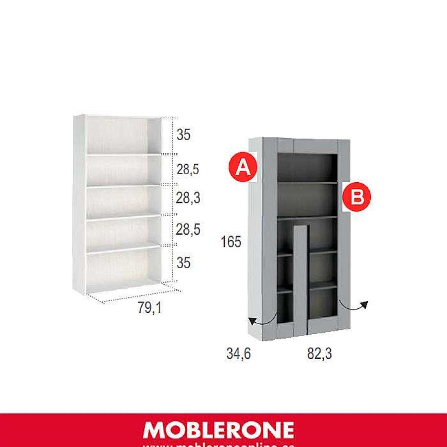 Muebles De Sal N Moblerone | Vitrina 2 Puertas 165 Cm Altura London