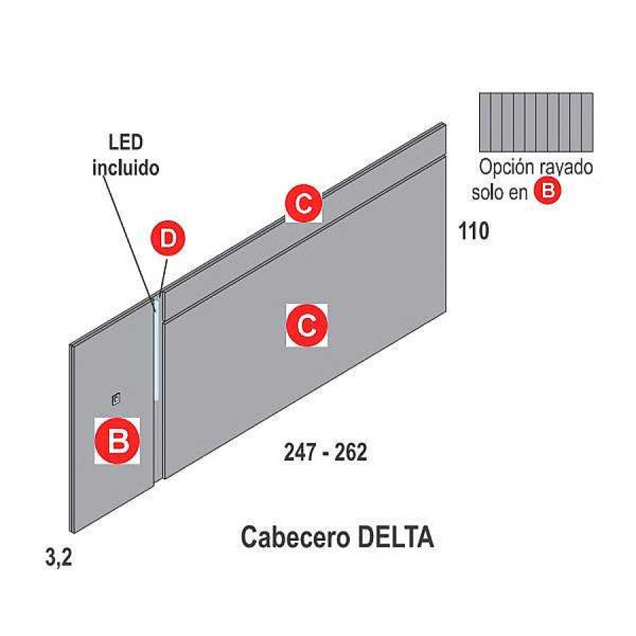 Dormitorios Y Armarios Moblerone Cabeceros De Cama | Cabecero Corrido Itaca 9 (Led Incluido)