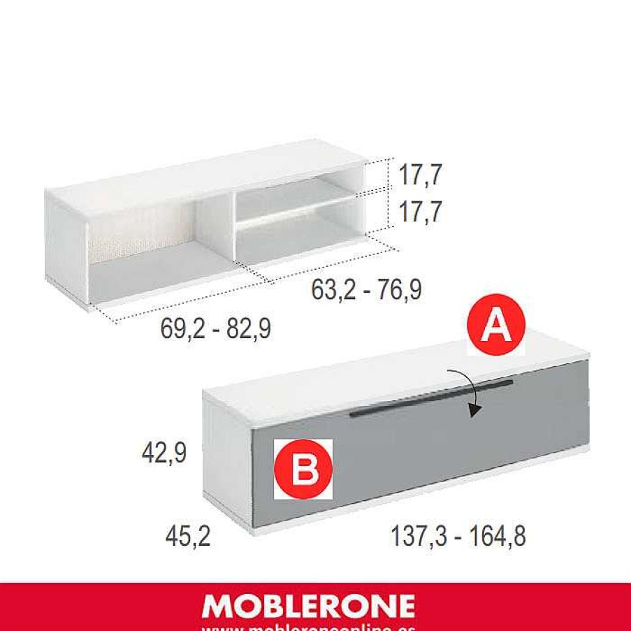 Muebles De Sal N Moblerone | Bajo 1 Puerta Abatible Y 1 Estante London