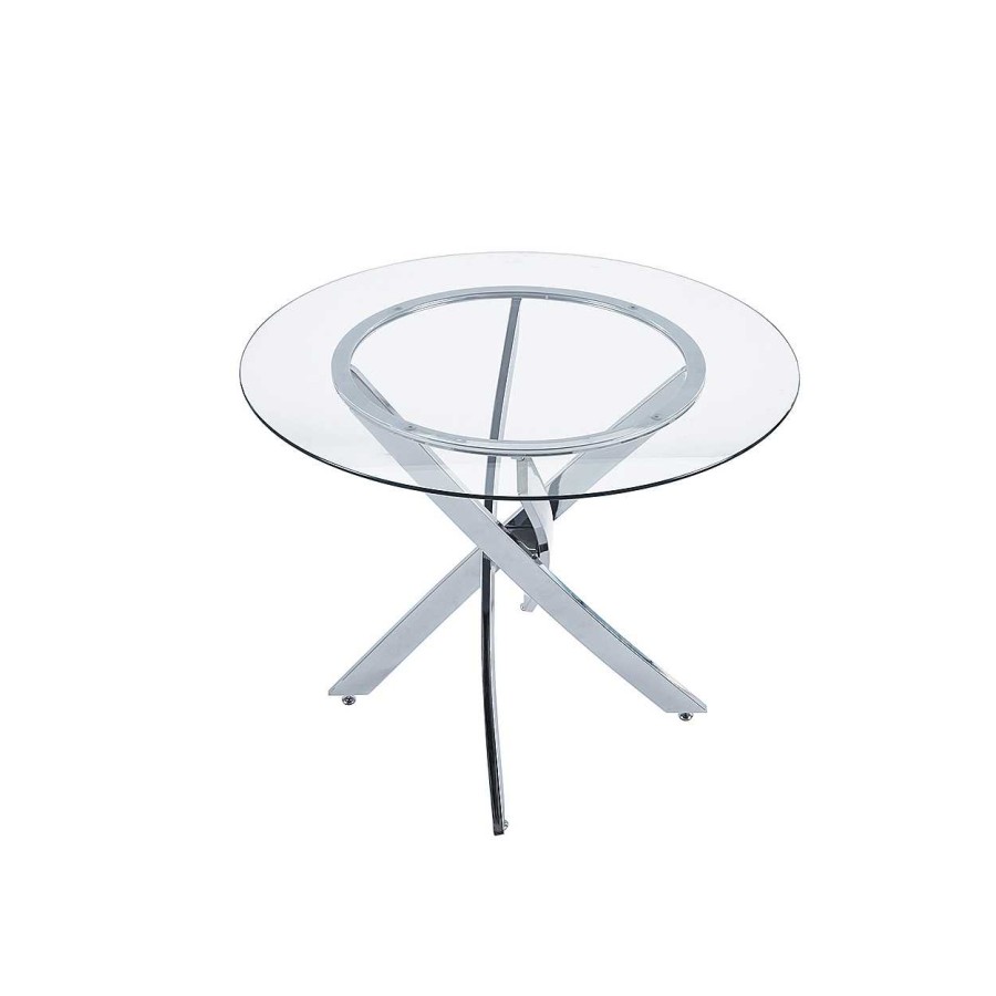 Muebles De Sal N Moblerone | Mesa De Comedor Fija Redonda Cristal Zunder