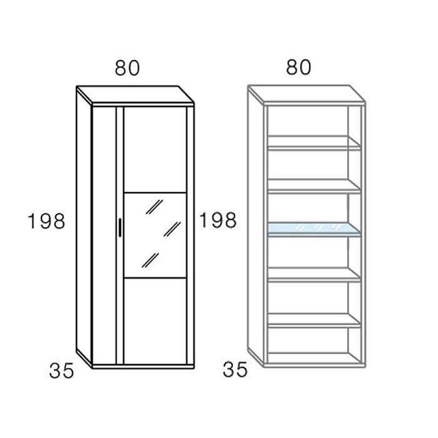 Muebles De Sal N Moblerone | Bajo Vitrina 198 Cm De 2 Puertas Asim Tricas Con Cristal Peque O Boston