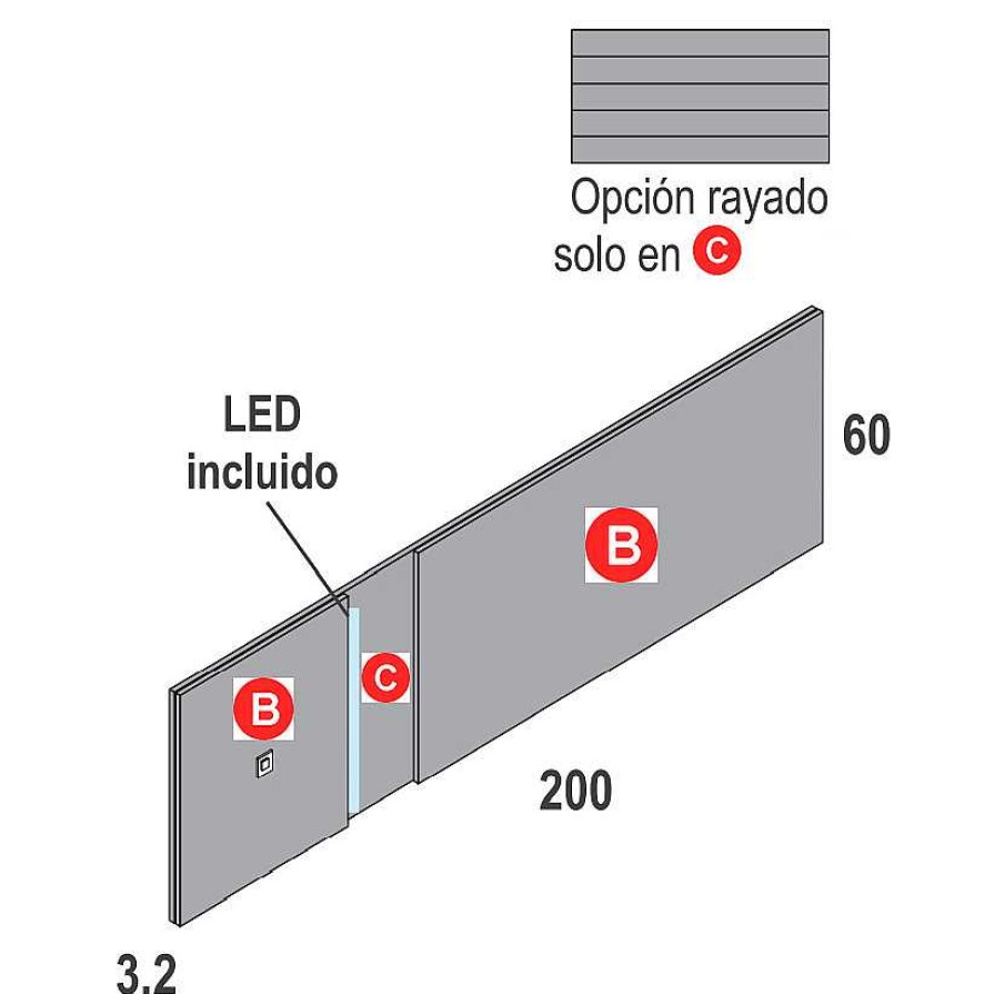 Dormitorios Y Armarios Moblerone Cabeceros De Cama | Cabecero Galeria Itaca 11 (Led Incluido)