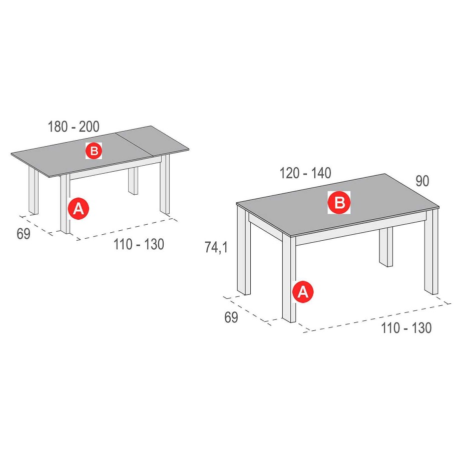 Muebles De Sal N Moblerone | Mesa Comedor Rectangular Extensible Denver