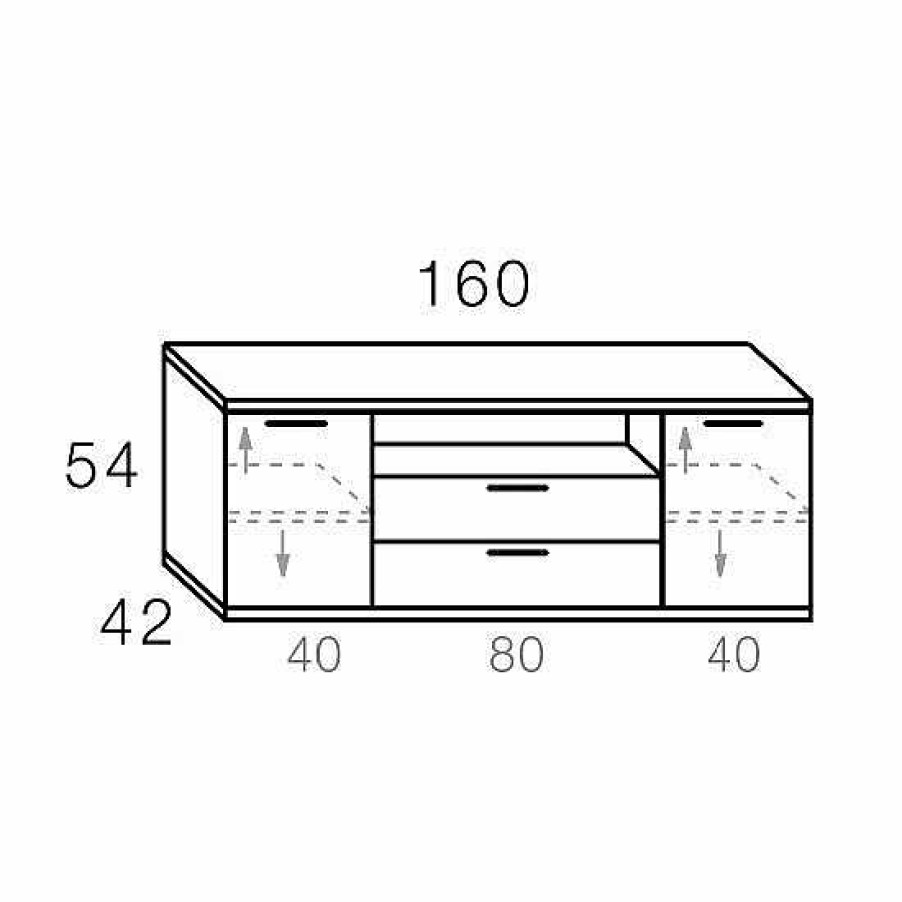 Muebles De Sal N Moblerone | Bajo Tv 160 Cm De 2 Cajones Y 2 Puertas + Hueco Boston