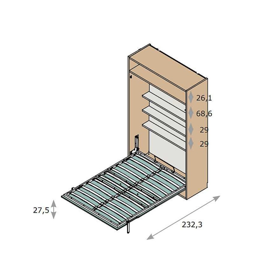 Dormitorios Y Armarios Moblerone Camas Abatibles | Cama Abatible Vertical 152,5 Parchis