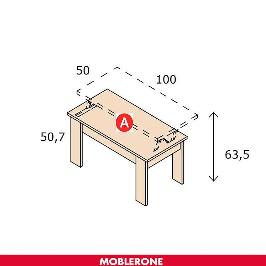 Muebles De Sal N Moblerone | Mesa Centro Elevable 100 Cm River