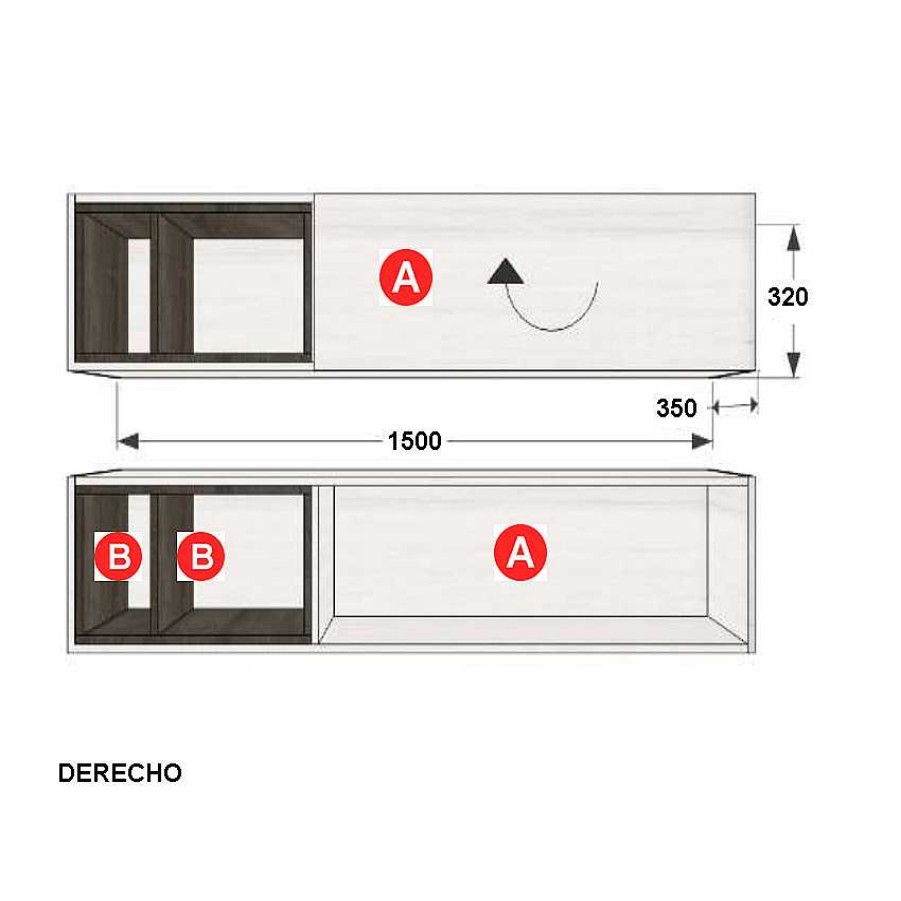 Muebles De Sal N Moblerone | Alto Puerta Elevable 150 Cm Nature