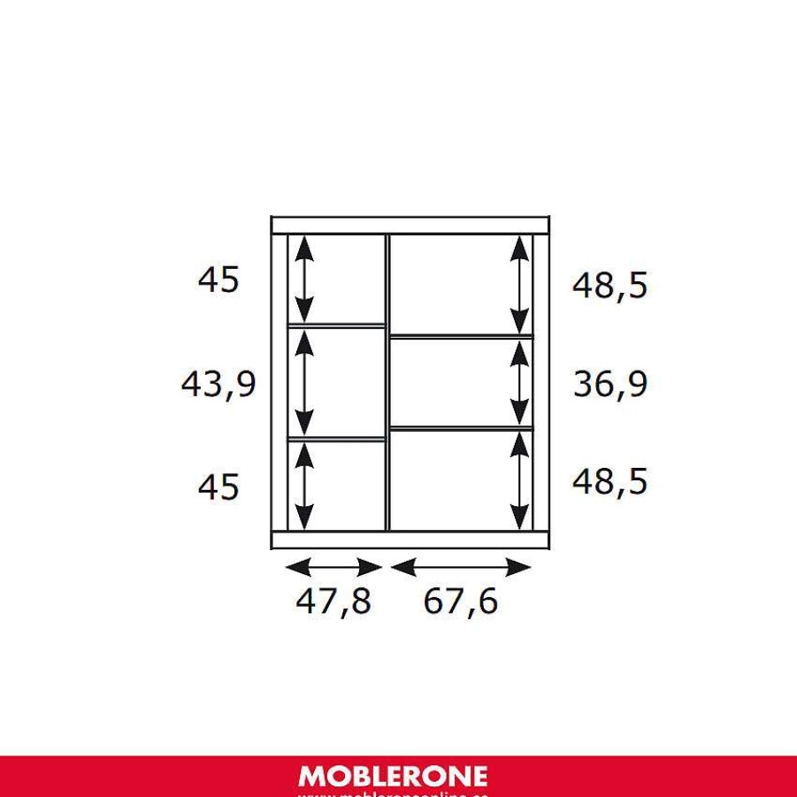 Muebles De Sal N Moblerone | Mueble Auxiliar Con 3 Puertas Y Hueco (Reversible) River