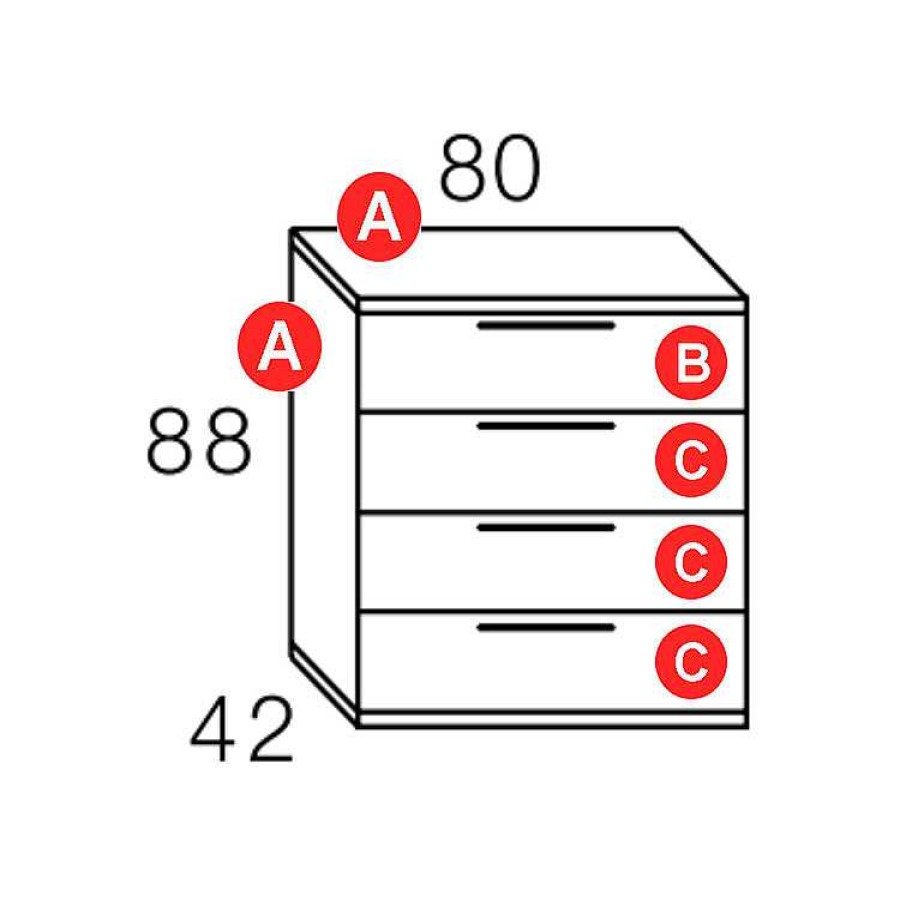 Dormitorios Y Armarios Moblerone C Modas Y Sinfonieres | C Moda 4 Cajones 80 Cm Boston