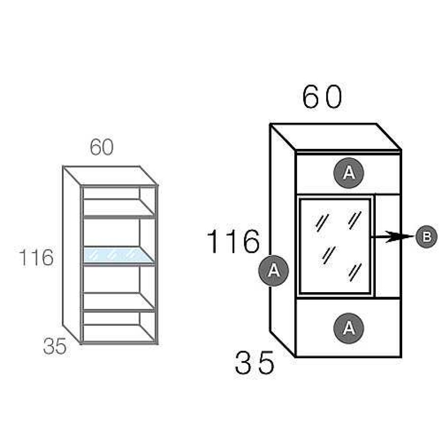 Muebles De Sal N Moblerone | Bajo 1 Puerta Cristal Vertical Ice