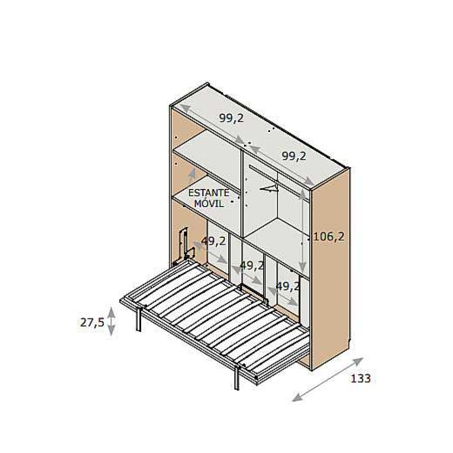 Dormitorios Y Armarios Moblerone Camas Abatibles | Cama Abatible Horizontal Con 4 Puertas Parchis