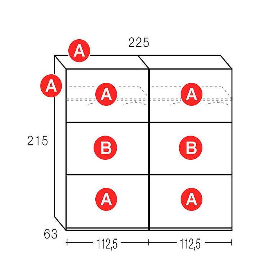 Dormitorios Y Armarios Moblerone Armarios | Armario 2 Puertas Correderas 225 Cm Boston