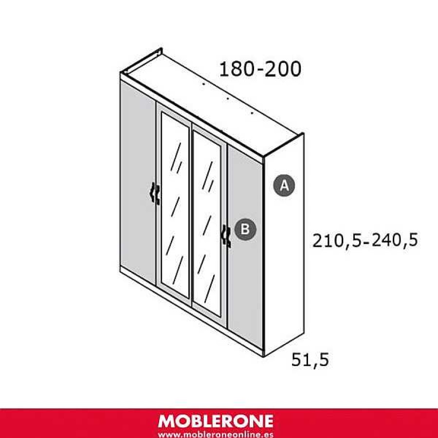 Dormitorios Y Armarios Moblerone Armarios | Armario 4 Puertas Con Espejos River