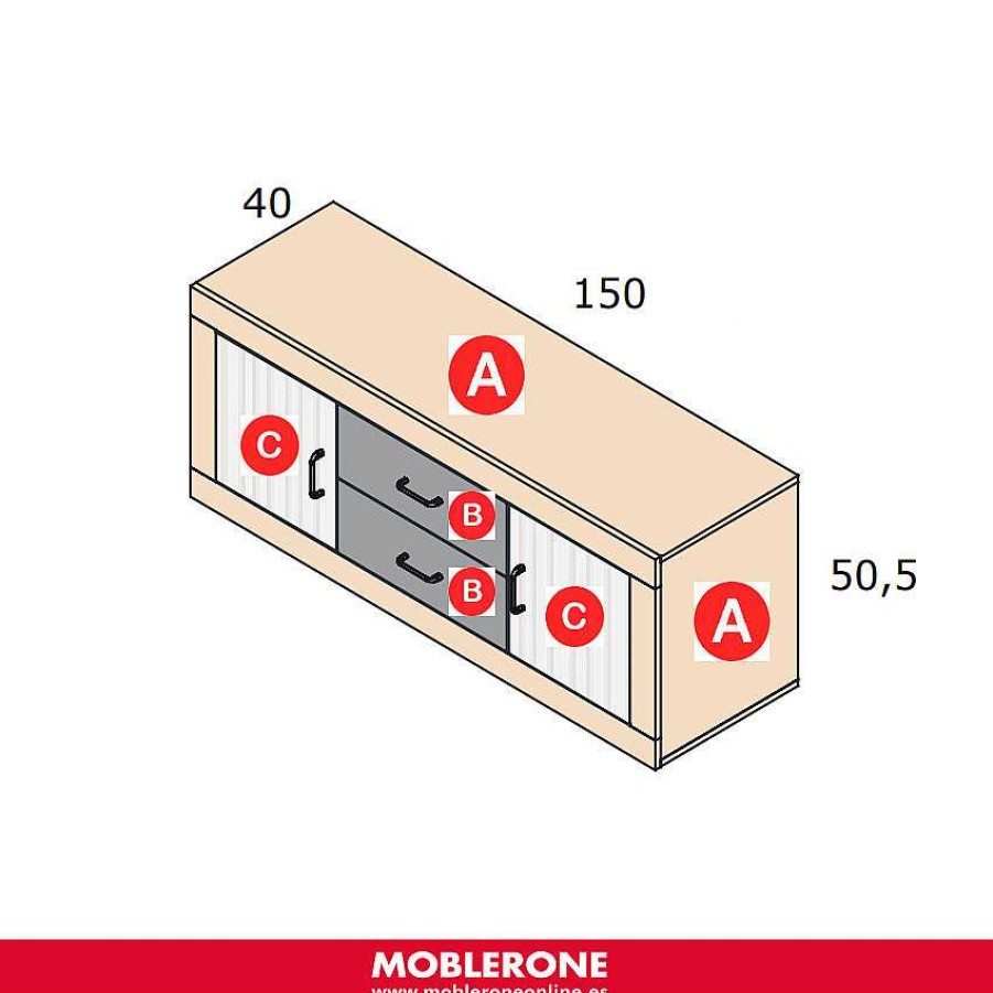 Muebles De Sal N Moblerone | Bajo Tv 2 Puertas Y 2 Cajones 150 Cm River