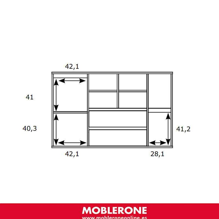 Muebles De Sal N Moblerone | Aparador 2 Puertas, 2 Cajones Y 5 Huecos Milano