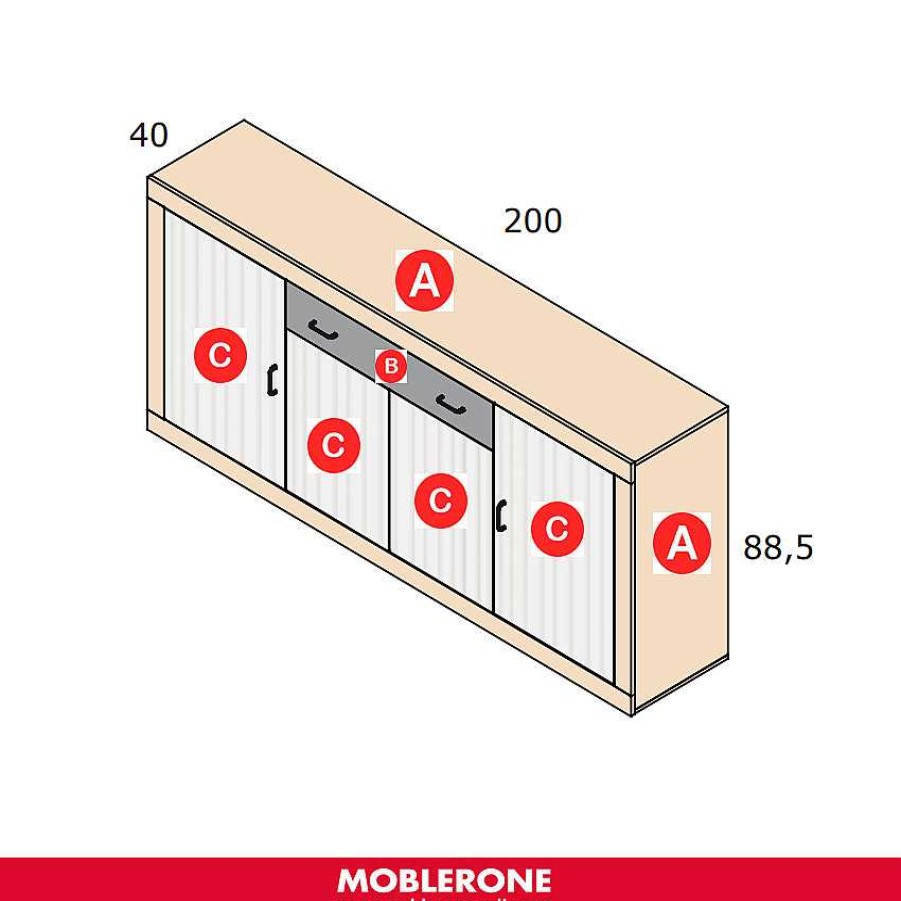 Muebles De Sal N Moblerone | Aparador 4 Puertas River