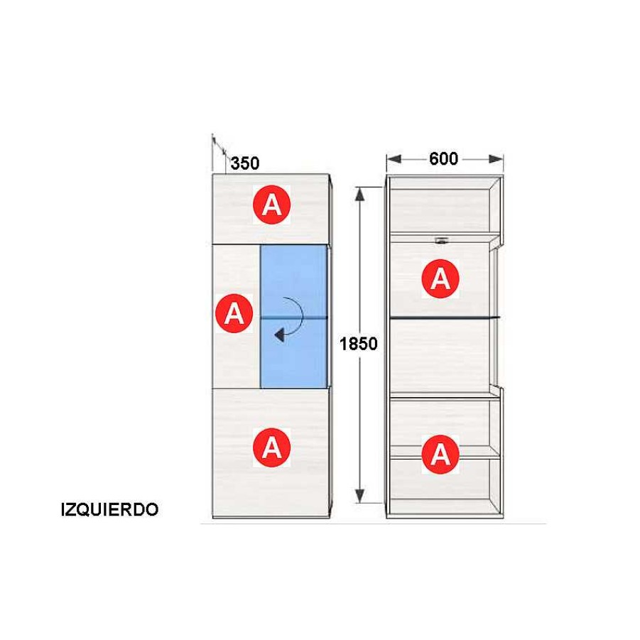 Muebles De Sal N Moblerone | Bajo Puerta Vitrina 60 Cm Nature