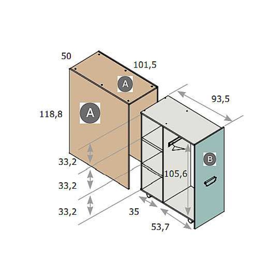 Dormitorios Y Armarios Moblerone Armarios Juveniles | M Dulo Block Vestidor Parchis