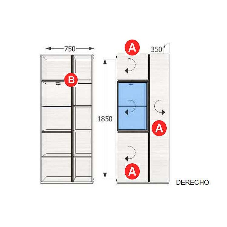 Muebles De Sal N Moblerone | Bajo 3 Puertas Y Puerta Vitrina Nature