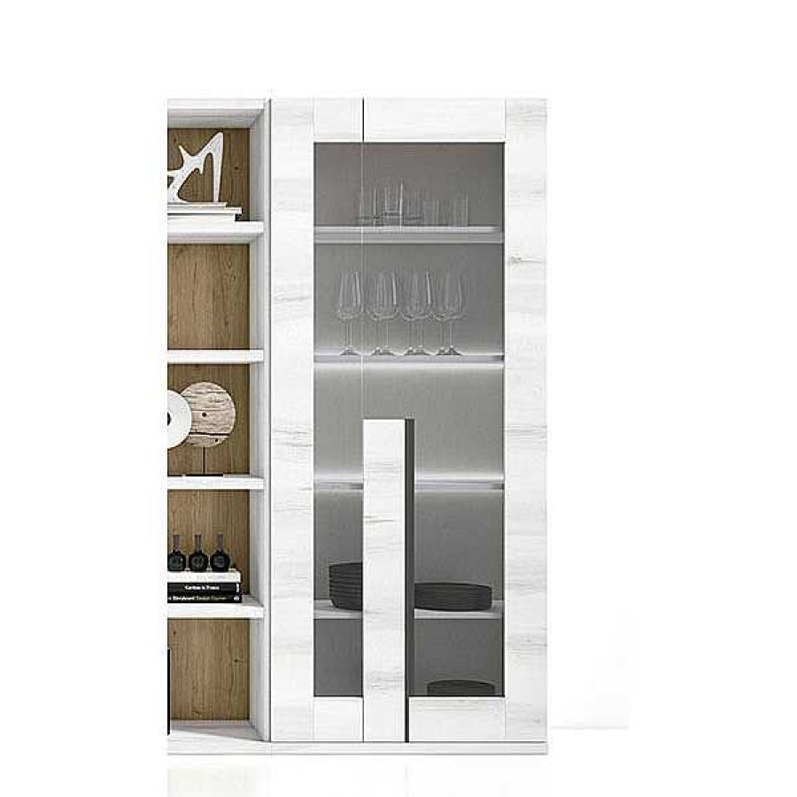 Muebles De Sal N Moblerone | Vitrina Slim 2 Puertas 186 Cm Altura London