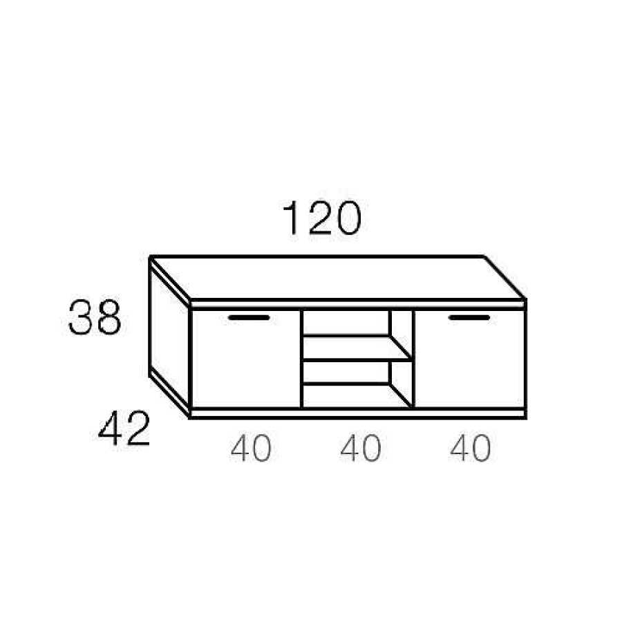 Muebles De Sal N Moblerone | Bajo Tv 120 Cm De 2 Puertas Y 2 Huecos Boston