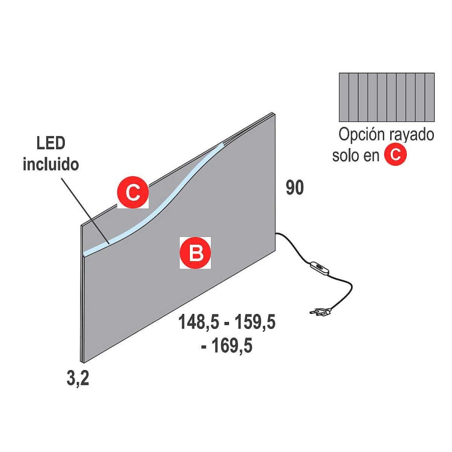 Dormitorios Y Armarios Moblerone Cabeceros De Cama | Cabecero Taca 6 (Led Incluido)