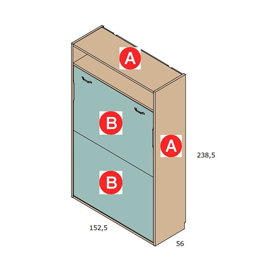 Dormitorios Y Armarios Moblerone Camas Abatibles | Cama Abatible Vertical 152,5 Parchis