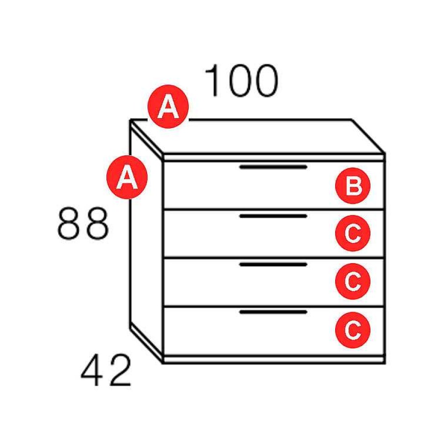 Dormitorios Y Armarios Moblerone C Modas Y Sinfonieres | C Moda 4 Cajones 100 Cm Boston