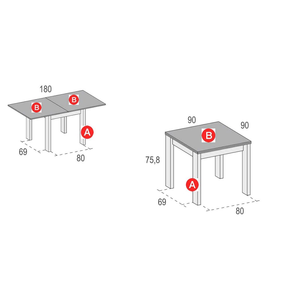 Muebles De Sal N Moblerone | Mesa Comedor Cuadrada Extensible Denver