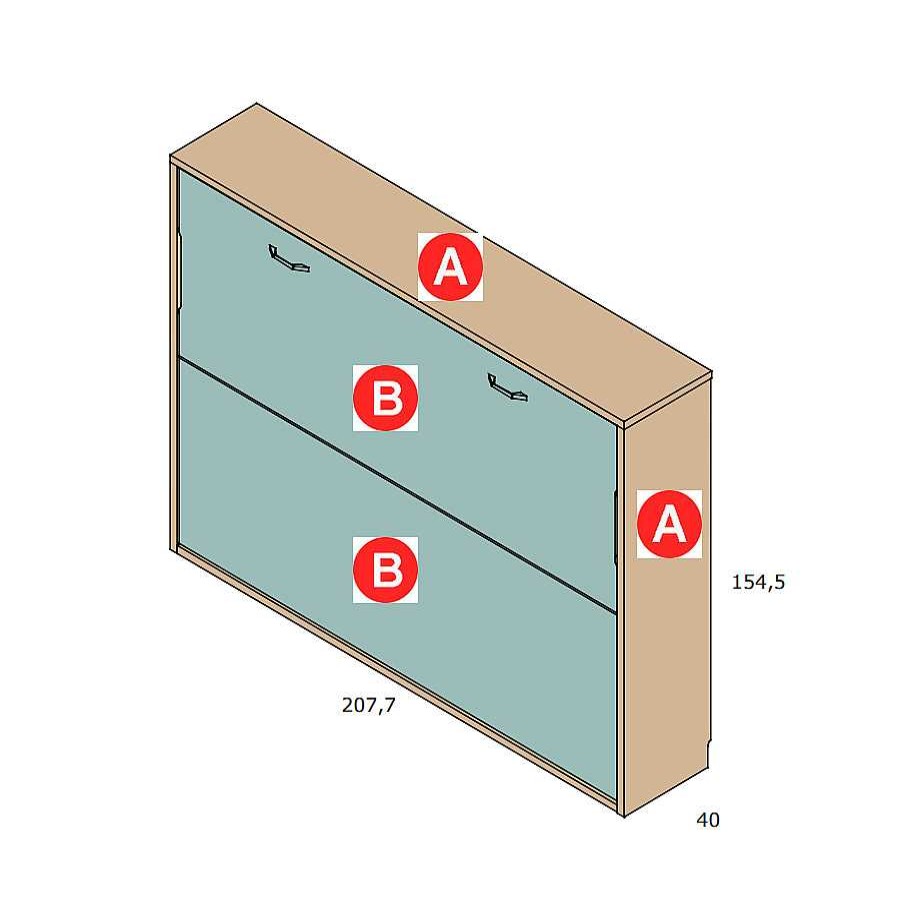 Dormitorios Y Armarios Moblerone Camas Abatibles | Cama Abatible Horizontal 154 Parchis