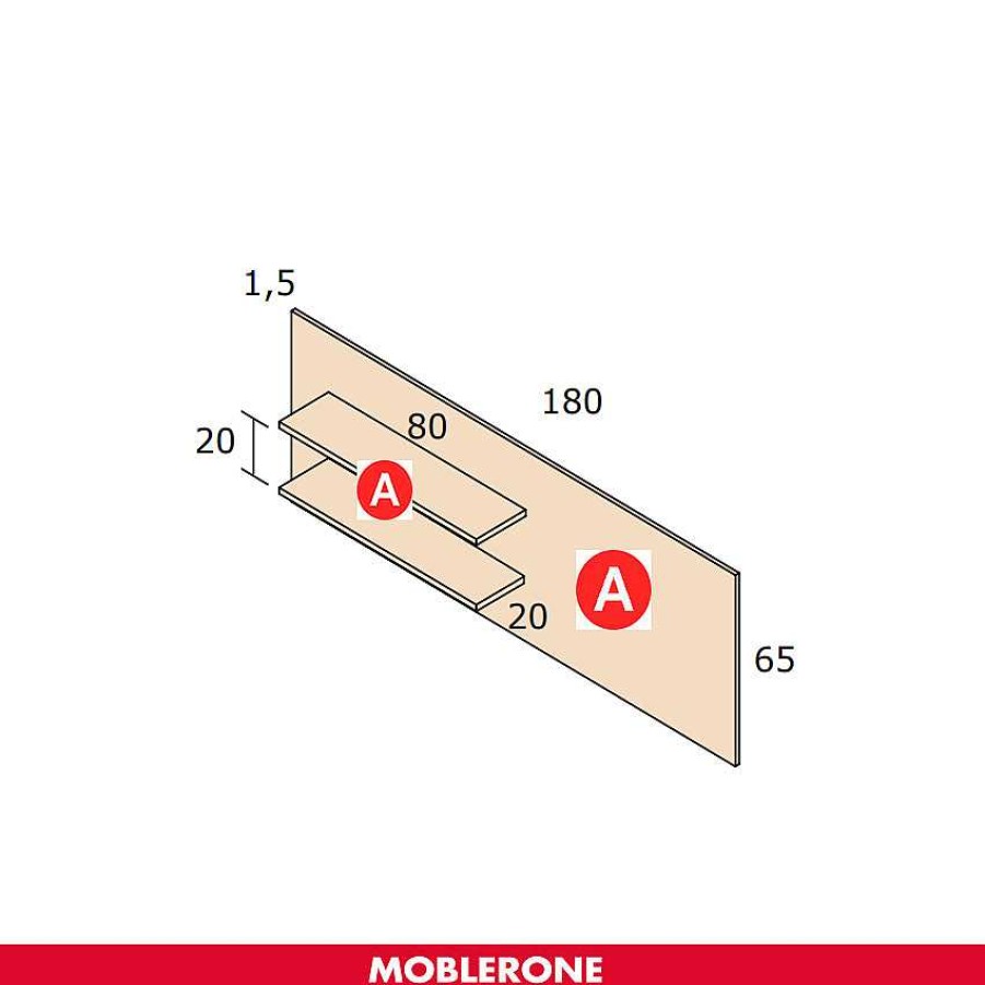 Muebles De Sal N Moblerone | Alto 1 Puerta Y 2 Huecos De 130 Cm Con Estanter A Con Trasera De 180 Cm River