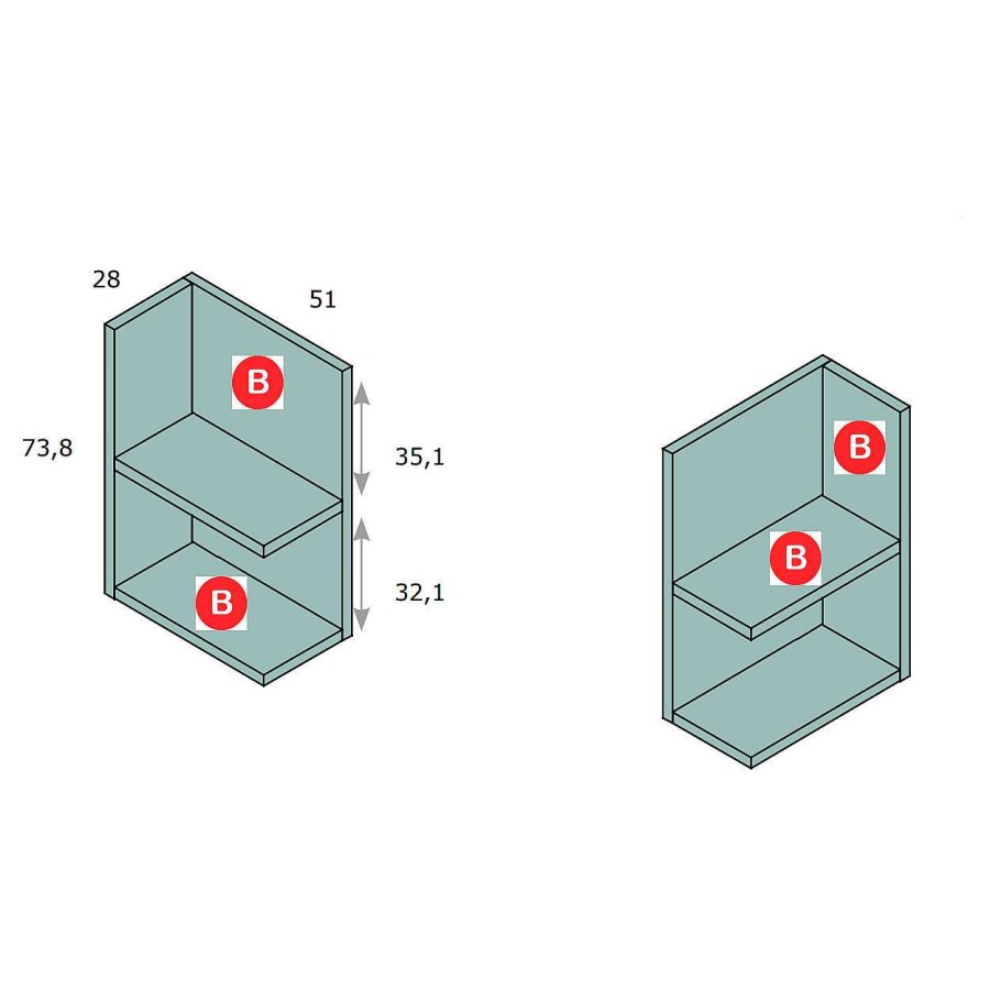 Dormitorios Y Armarios Moblerone Escritorios Y Estanter As Juveniles | Lado Inglete 2 Estantes (Derecha E Izquierda) Parchis