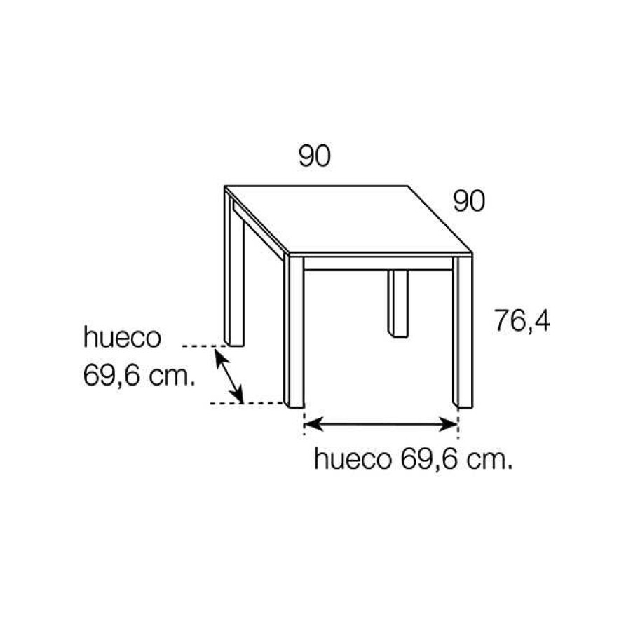 Muebles De Sal N Moblerone | Mesa Cuadrada Extensible Bety Patas De Madera 90(180)X90Cm