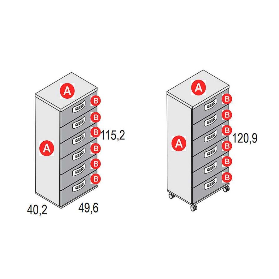 Dormitorios Y Armarios Moblerone C Modas Y Sinfonieres | Sinfonier 6 Cajones Games (Opcional Ruedas)