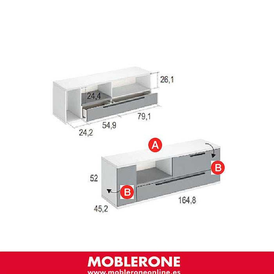 Muebles De Sal N Moblerone | Bajo Tv 165 Cm London